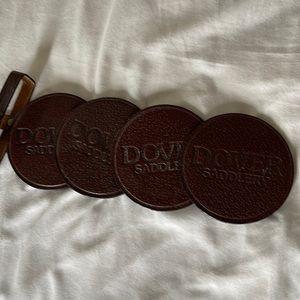 Pack of 4PCS Durable Genuine Brown Leather Round Cup Coaster